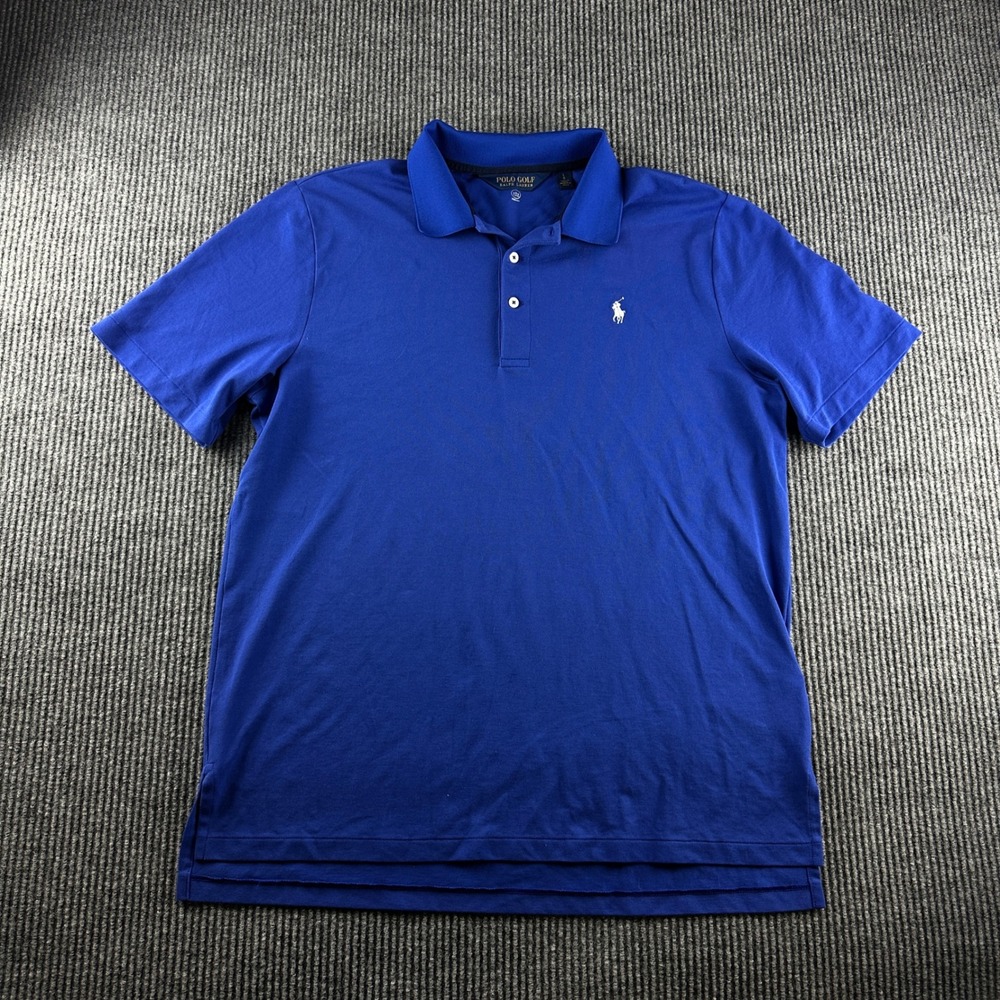 Polo Golf Ralph Lauren Mens Large Blue Short Sleeve Wicking Polo Shirt 3022